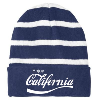 Enjoy California Striped Beanie with Solid Band