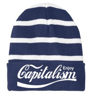 Enjoy Capitalism Striped Beanie with Solid Band