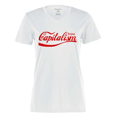 Enjoy Capitalism Women's Momentum V-Neck T-Shirt