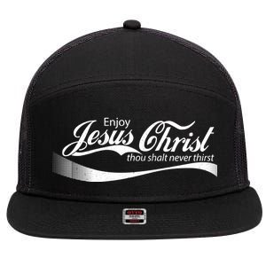 Enjoy Jesus Christ Thou Shalt Never Thirst 7 Panel Mesh Trucker Snapback Hat