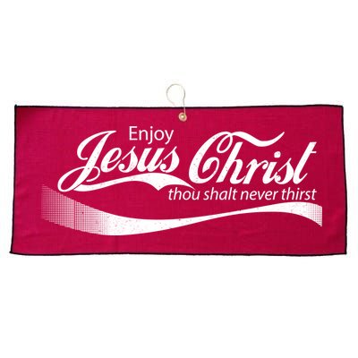 Enjoy Jesus Christ Thou Shalt Never Thirst Large Microfiber Waffle Golf Towel