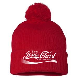 Enjoy Jesus Christ Thou Shalt Never Thirst Pom Pom 12in Knit Beanie