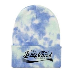 Enjoy Jesus Christ Thou Shalt Never Thirst Tie Dye 12in Knit Beanie