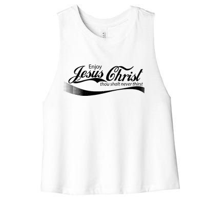 Enjoy Jesus Christ Thou Shalt Never Thirst Women's Racerback Cropped Tank