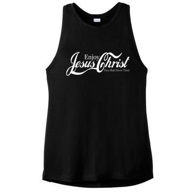 Enjoy Jesus Christ Thou Shalt Never Thirst Funny Ladies PosiCharge Tri-Blend Wicking Tank