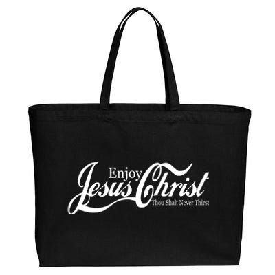 Enjoy Jesus Christ Thou Shalt Never Thirst Funny Cotton Canvas Jumbo Tote