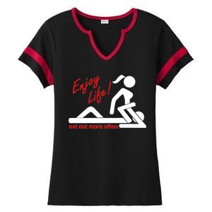 Enjoy Life Eat Out More Often Ladies Halftime Notch Neck Tee