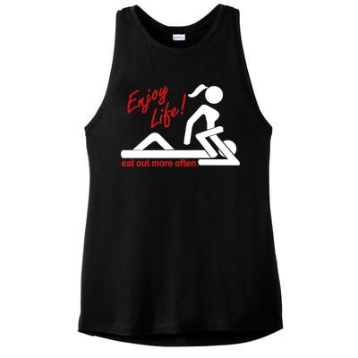 Enjoy Life Eat Out More Often Ladies PosiCharge Tri-Blend Wicking Tank