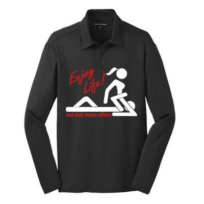 Enjoy Life Eat Out More Often Silk Touch Performance Long Sleeve Polo