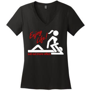 Enjoy Life Eat Out More Often Women's V-Neck T-Shirt