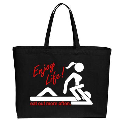 Enjoy Life Eat Out More Often Cotton Canvas Jumbo Tote