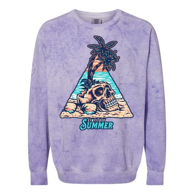 Enjoy Tropical Summer Vacation Skull Colorblast Crewneck Sweatshirt