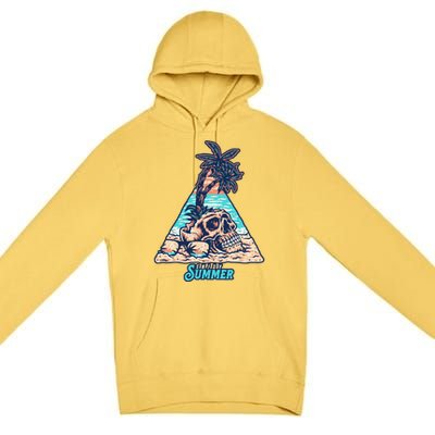 Enjoy Tropical Summer Vacation Skull Premium Pullover Hoodie