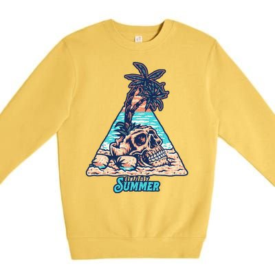 Enjoy Tropical Summer Vacation Skull Premium Crewneck Sweatshirt