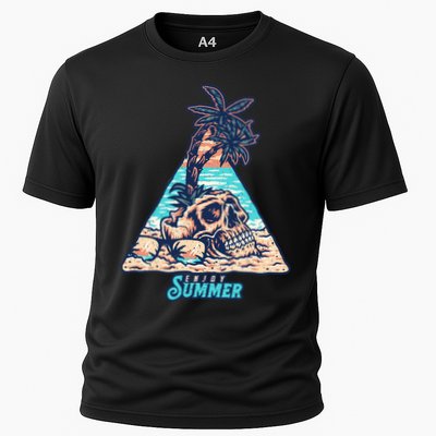 Enjoy Tropical Summer Vacation Skull Performance Shirt
