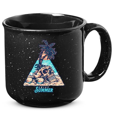 Enjoy Tropical Summer Vacation Skull 15oz Campfire Ceramic Mug