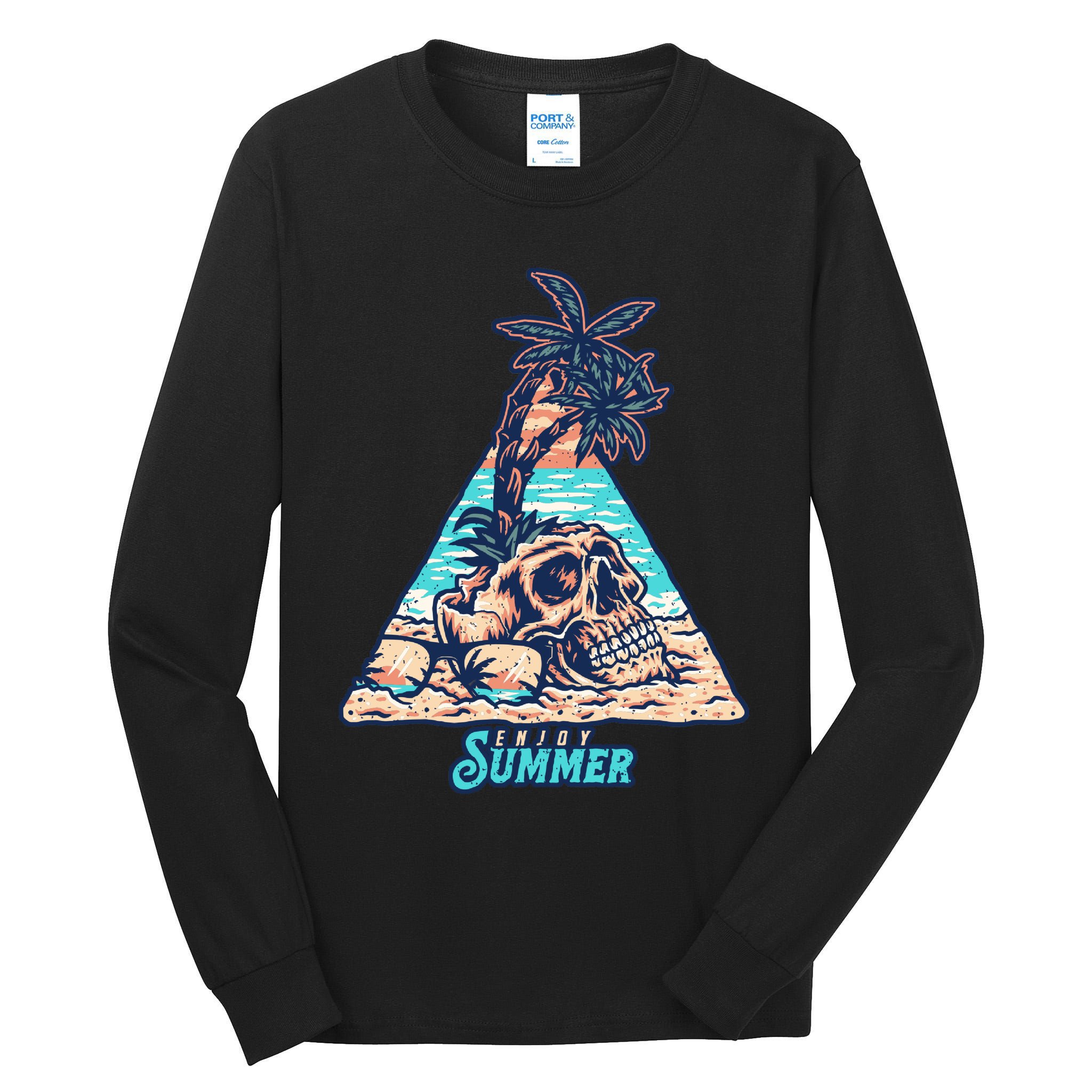 Enjoy Tropical Summer Vacation Skull Tall Long Sleeve T-Shirt