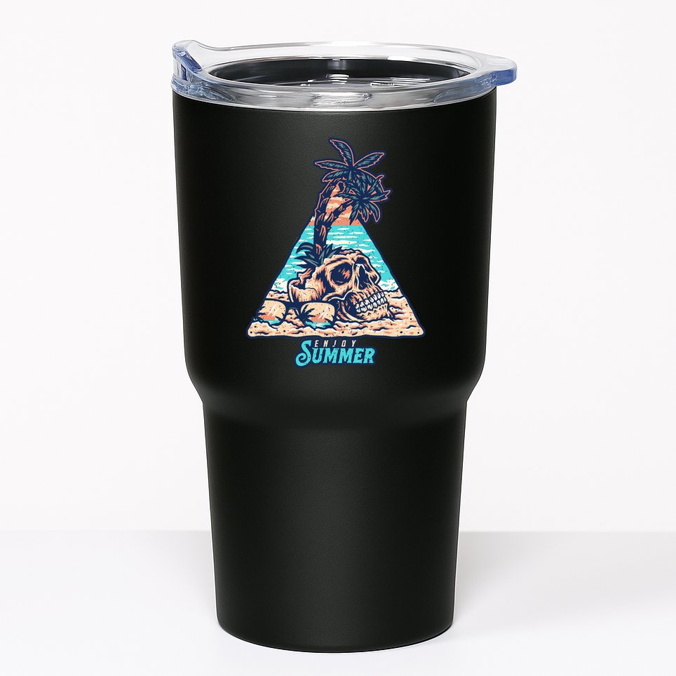 Enjoy Tropical Summer Vacation Skull Tumbler