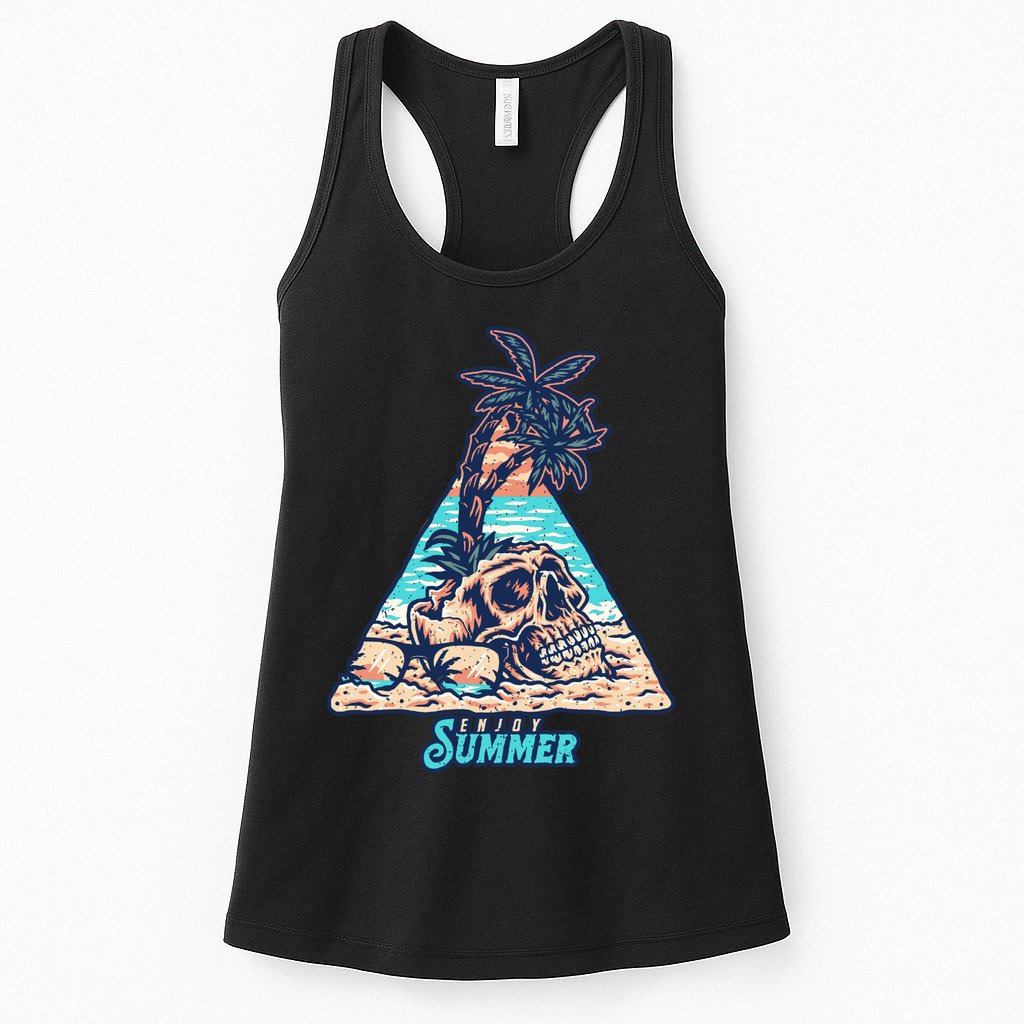 Enjoy Tropical Summer Vacation Skull Womens Tank Top