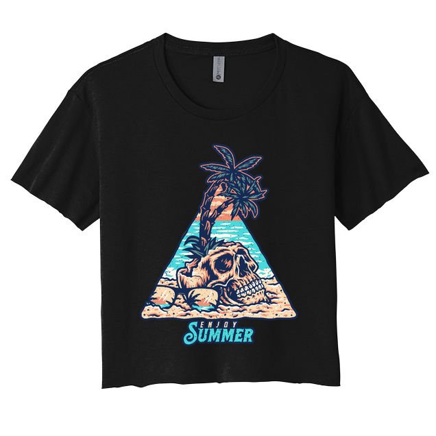 Enjoy Tropical Summer Vacation Skull Crop Top