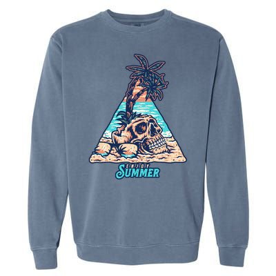 Enjoy Tropical Summer Vacation Skull Garment-Dyed Sweatshirt