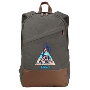 Enjoy Tropical Summer Vacation Skull Cotton Canvas Backpack