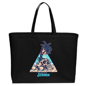 Enjoy Tropical Summer Vacation Skull Cotton Canvas Jumbo Tote