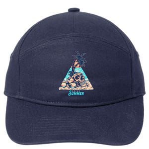 Enjoy Tropical Summer Vacation Skull 7-Panel Snapback Hat