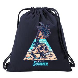 Enjoy Tropical Summer Vacation Skull Drawstring Bag