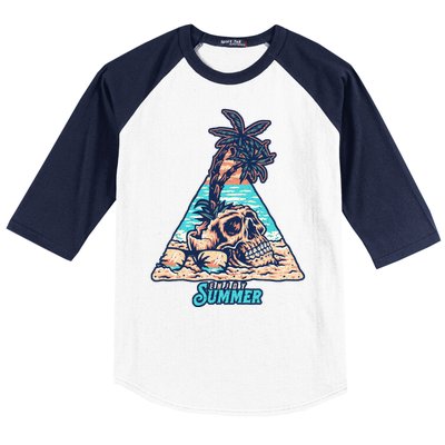 Enjoy Tropical Summer Vacation Skull Baseball Sleeve Shirt