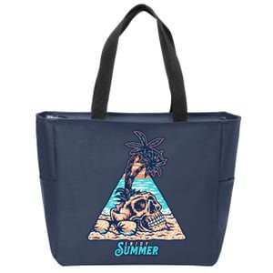 Enjoy Tropical Summer Vacation Skull Zip Tote Bag