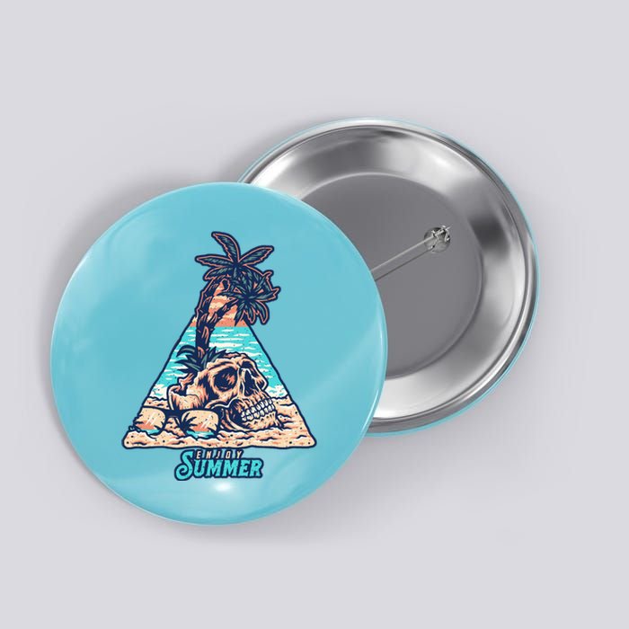 Enjoy Tropical Summer Vacation Skull Button