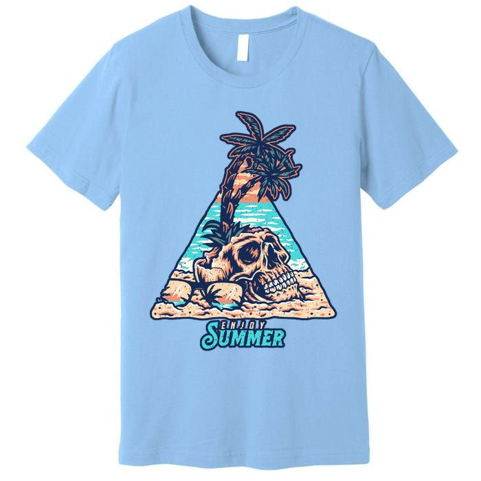 Enjoy Tropical Summer Vacation Skull Premium T-Shirt