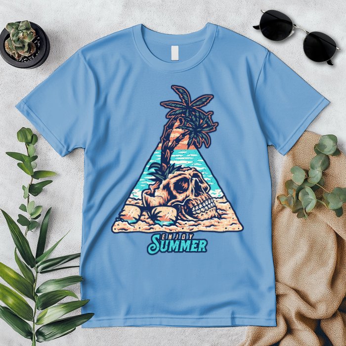 Enjoy Tropical Summer Vacation Skull Premium T-Shirt