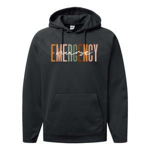 Emergency Nurse Letters Print ER Nurse Nursing School Outfit Performance Fleece Hoodie