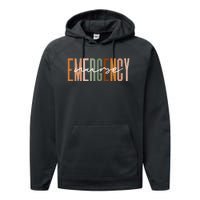 Emergency Nurse Letters Print ER Nurse Nursing School Outfit Performance Fleece Hoodie