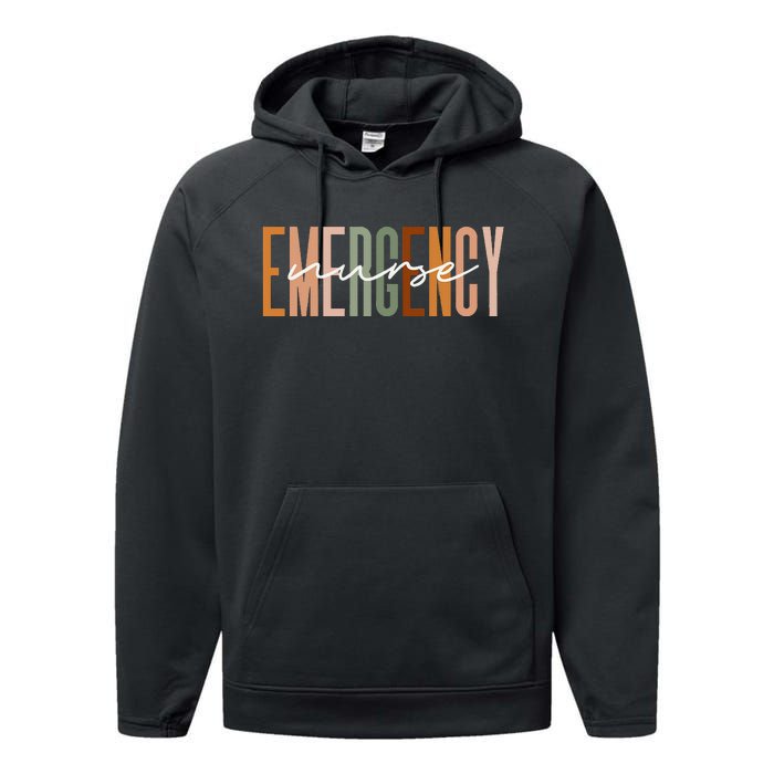 Emergency Nurse Letters Print ER Nurse Nursing School Outfit Performance Fleece Hoodie