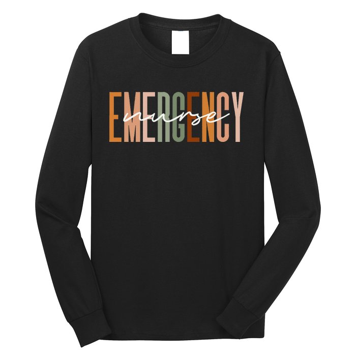 Emergency Nurse Letters Print ER Nurse Nursing School Outfit Long Sleeve Shirt