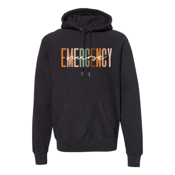 Emergency Nurse Letters Print ER Nurse Nursing School Outfit Premium Hoodie