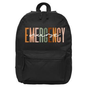 Emergency Nurse Letters Print ER Nurse Nursing School Outfit 16 in Basic Backpack