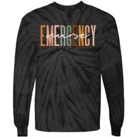 Emergency Nurse Letters Print ER Nurse Nursing School Outfit Tie-Dye Long Sleeve Shirt