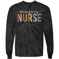 Emergency Nurse Leopard Print ER Nurse Nursing School Women Tie-Dye Long Sleeve Shirt