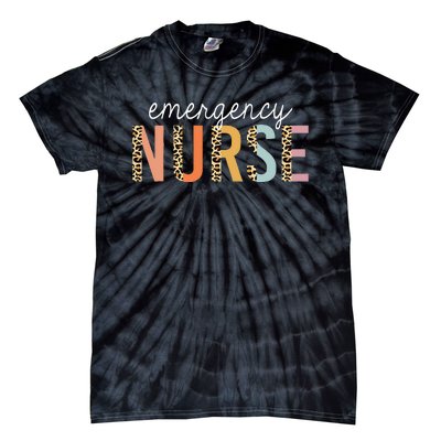 Emergency Nurse Leopard Print ER Nurse Nursing School Women Tie-Dye T-Shirt