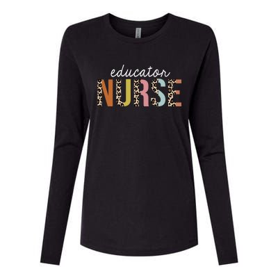 Educator Nurse Leopard School Nursing Education Gift Womens Cotton Relaxed Long Sleeve T-Shirt