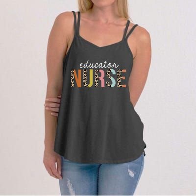 Educator Nurse Leopard School Nursing Education Gift Women's Strappy Tank