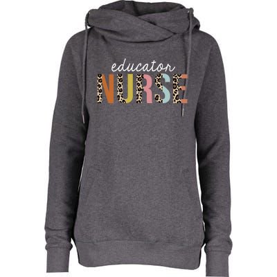 Educator Nurse Leopard School Nursing Education Gift Womens Funnel Neck Pullover Hood