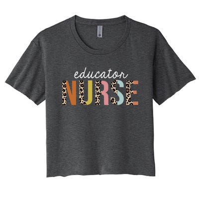 Educator Nurse Leopard School Nursing Education Gift Women's Crop Top Tee