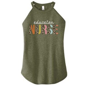 Educator Nurse Leopard School Nursing Education Gift Women's Perfect Tri Rocker Tank