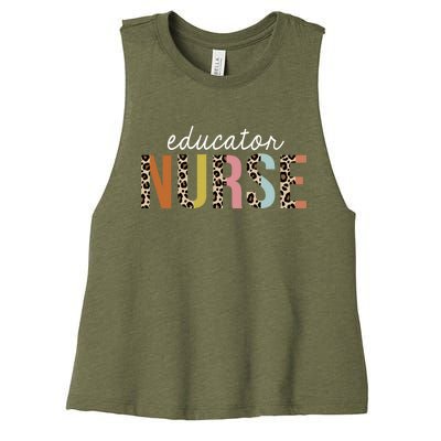 Educator Nurse Leopard School Nursing Education Gift Women's Racerback Cropped Tank