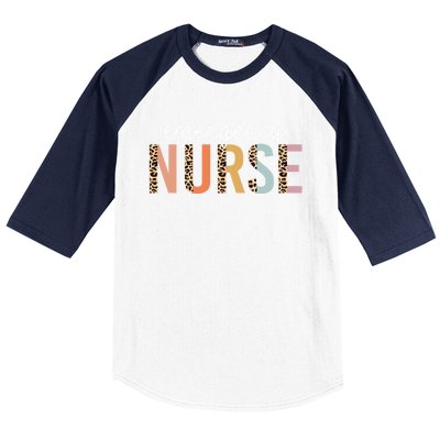 Emergency Nurse Leopard Print Er Nurse Nursing School Gift Baseball Sleeve Shirt